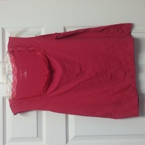 Talbots square neck pink tank top with lace neck